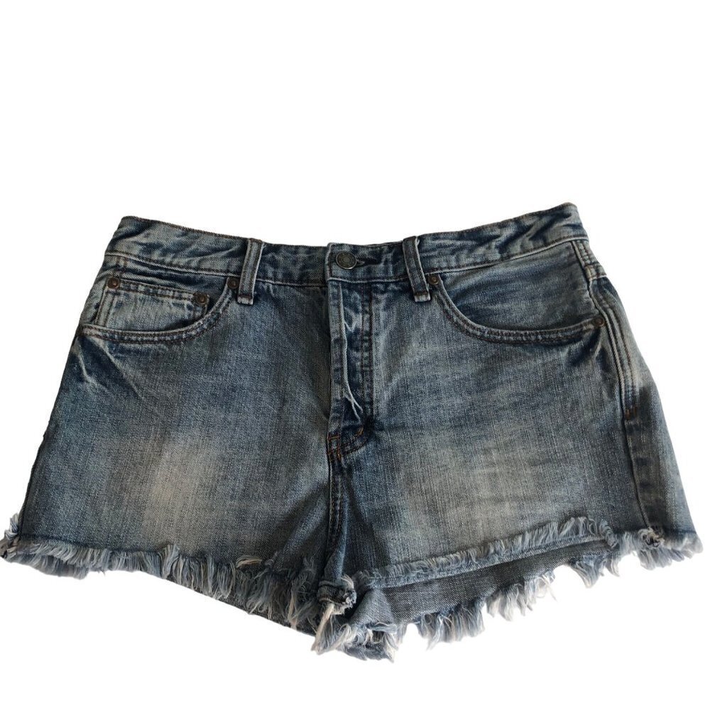Free‎ People Shorts Uptown High Rise Button Fly Distressed Denim Women’s Size 29